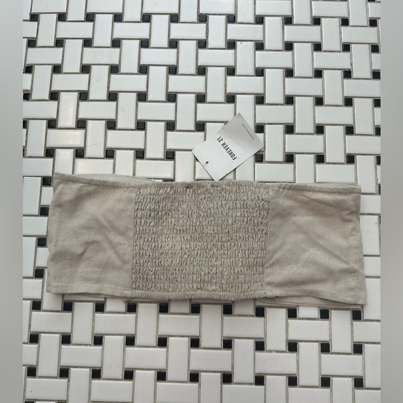 Forever 21 Beige Crop Top with Brown Buckle - Picture 2 of 4